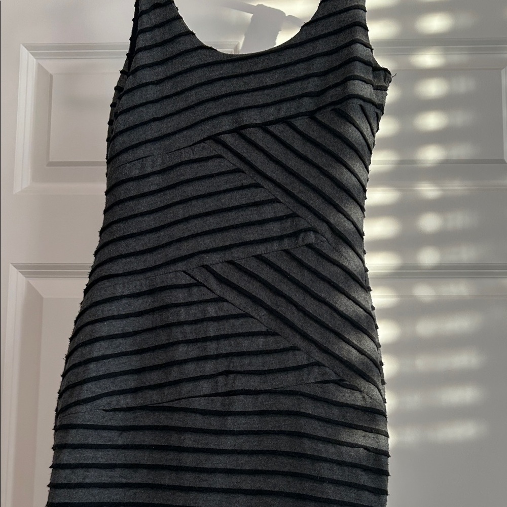 Black & Grey Geometric Striped Dress